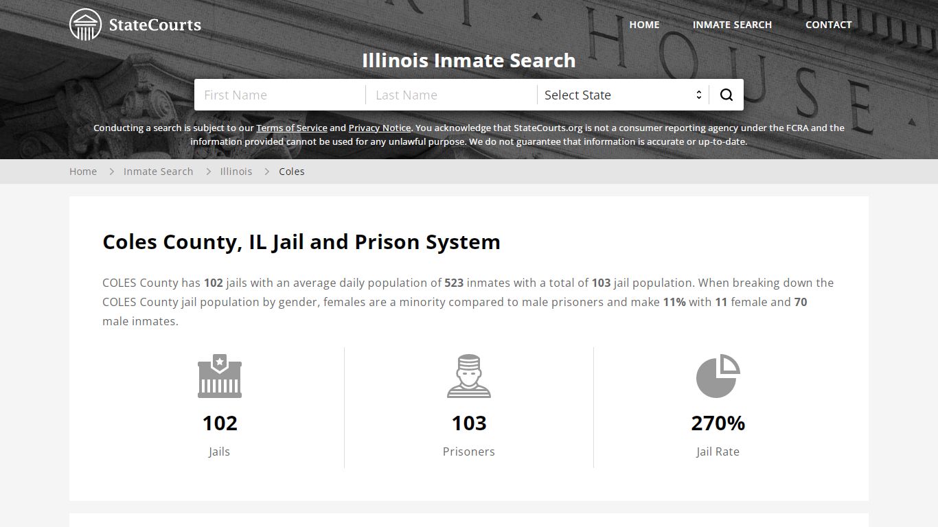 Coles County, IL Inmate Search - StateCourts